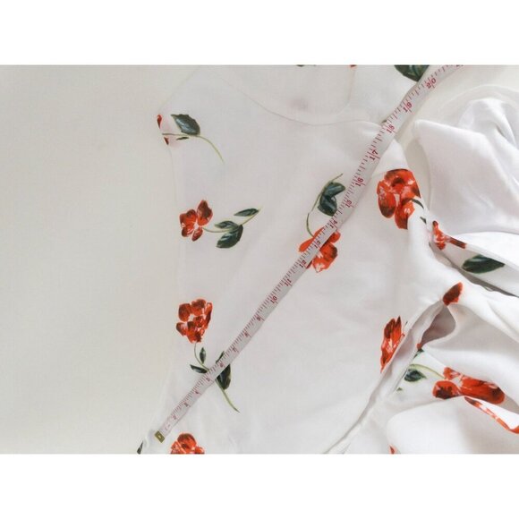 Sabo Skirt Floral Red Dress One Shoulder Cut Out Waist Size S Summer Dress - Picture 8 of 13